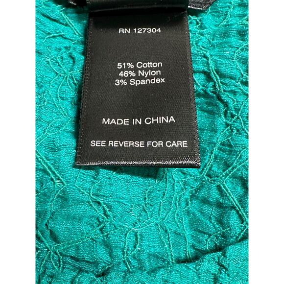 Ali Miles Top Women 3X Green Sheer Textured Tunic Stretch Artsy V-Neck Lagenlook - Picture 7 of 10